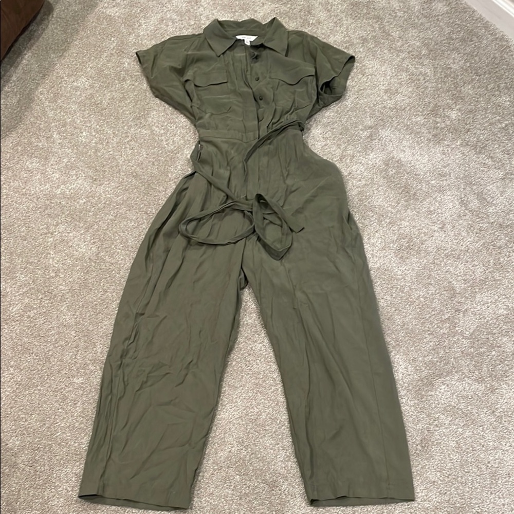 Nine West Green Utility Jumpsuit with Relaxed Fit